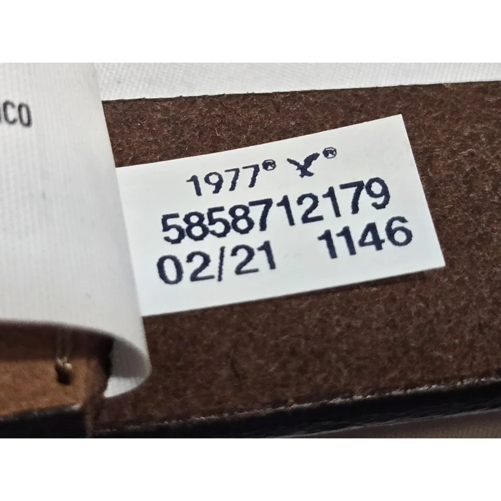 American Eagle Western Belt Brown Leather Silver Buckle Womens Med 28-34